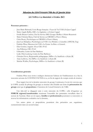 RÃ©union du 17 janvier 2013 - Centre Ressources Autismes