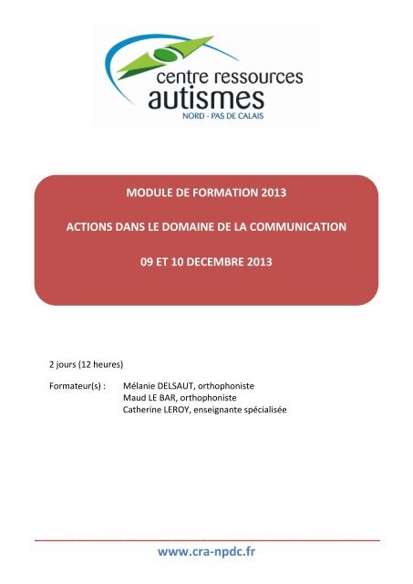 PrÃ©sentation du module - CRA | Centre Ressources Autismes