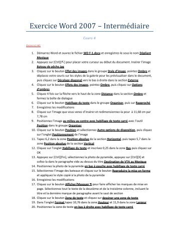 Exercice Word 2007 â IntermÃ©diaire