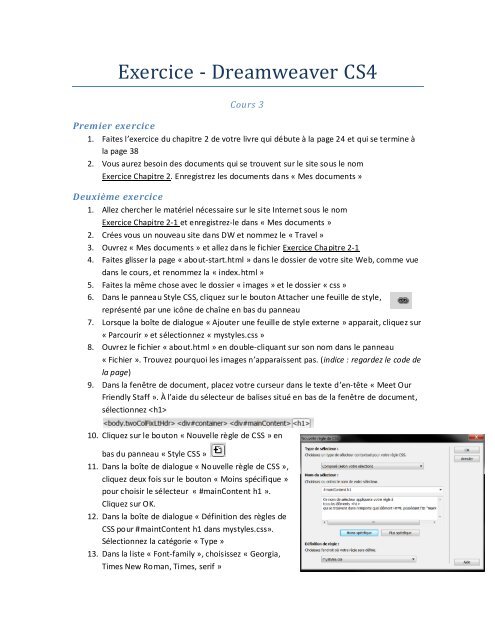 Exercice - Dreamweaver CS4