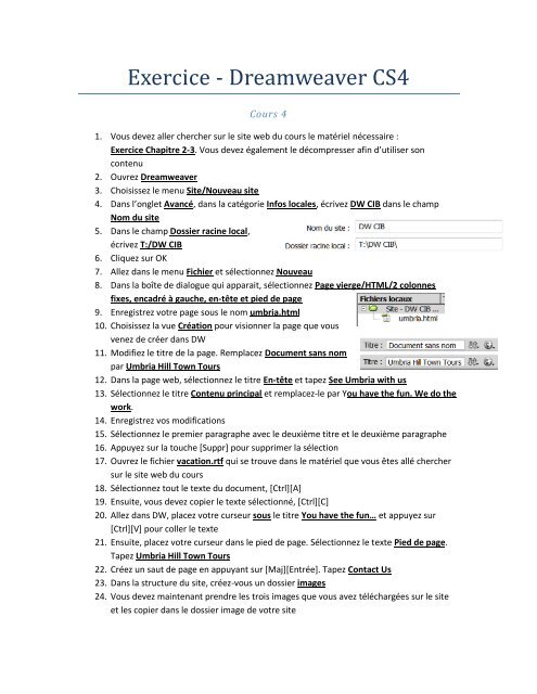 Exercice - Dreamweaver CS4