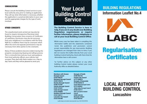 Regularisation Certificates leaflet - Preston City Council
