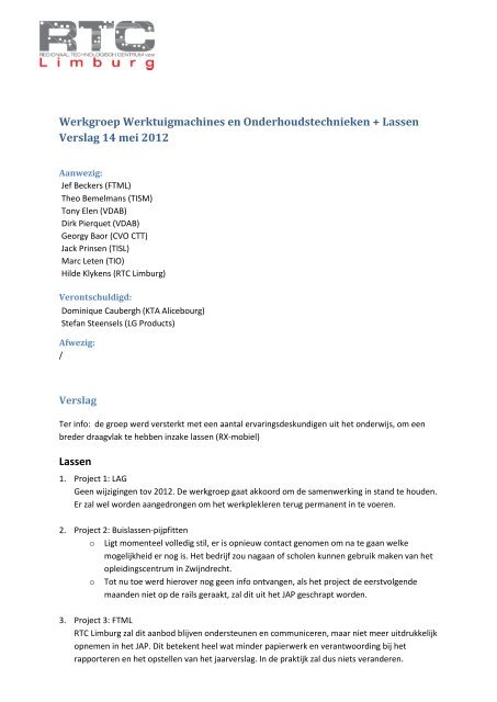 Verslag 1 - RTC Limburg