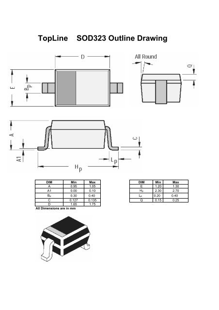 最後の画像【ガイド（REP ・unit）パンフレット付】画像兄妹分➕おまけ有 TopLine SOD323 Outline Drawing