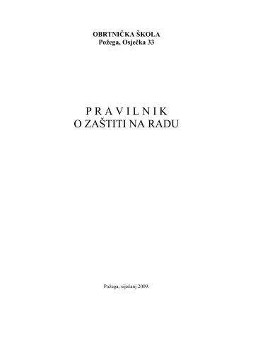 Pravilnik o zastiti na radu - ObrtniÄka Å¡kola