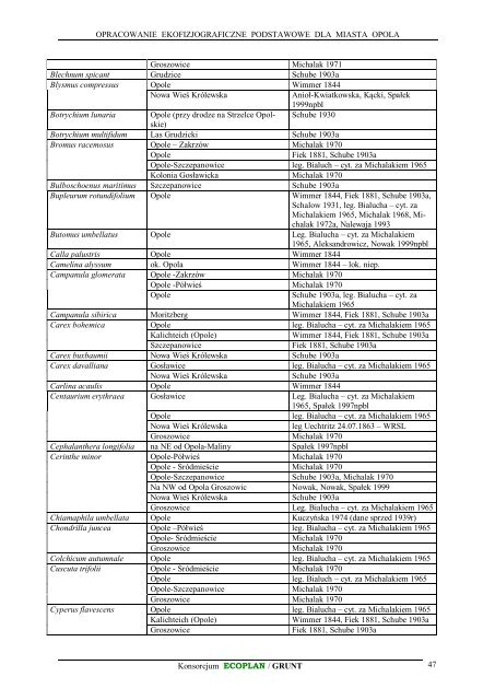 Opracowanie ekofizjograficzne podstawowe dla Miasta Opola