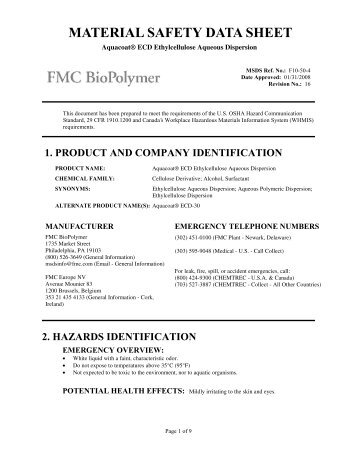 Aquacoat® ECD Ethylcellulose Aqueous ... - FMC BioPolymer