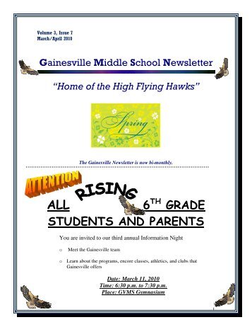 6 GRADE STUDENTS AND PARENTS - Gainesville Middle School