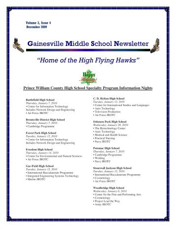 Home of the High Flying Hawks - Gainesville Middle School