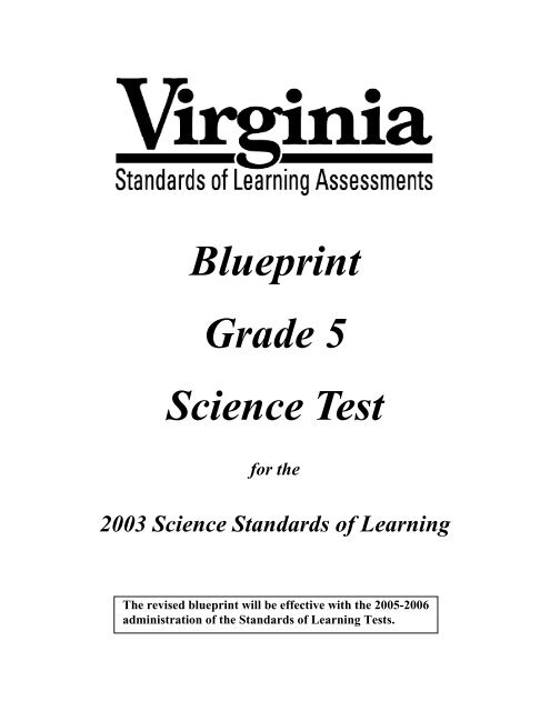 Blueprint Grade 5 Science Test - Virginia Department of Education