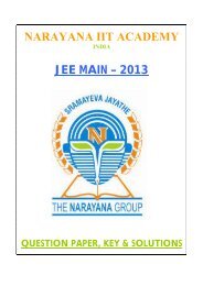 NARAYANA IIT ACADEMY JEE MAIN â 2013 - Narayana Group