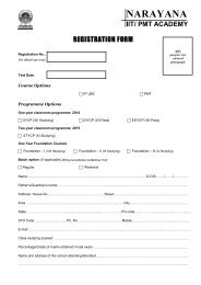 REGISTRATION FORM - Narayana IIT Academy