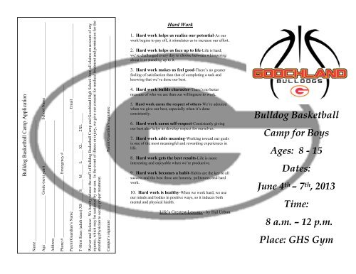 Bulldog Basketball Camp Brochure 2013 pdf - Goochland County ...