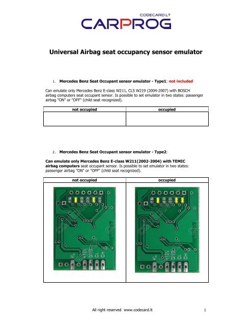 Universal Airbag seat occupancy sensor emulator - noimmo