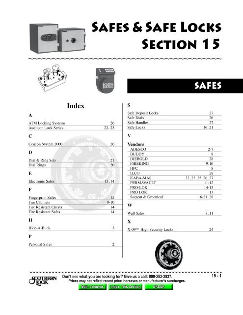 Safes & Safe Locks Section 15 - Southern Lock & Supply Co.