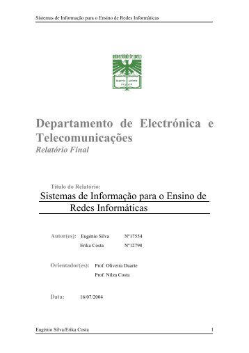 Departamento de Electrónica e Telecomunicações Relatório ... - GSBL
