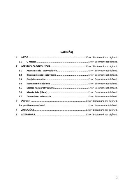 Masaza i zadovoljstvo - Seminarski Maturski Diplomski Radovi