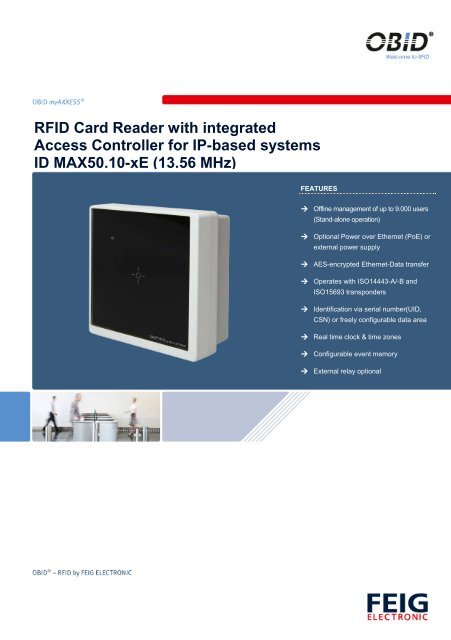 RFID Access Control Terminal for IP-based Networks ID MAX50.10 ...
