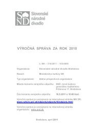 VÝROČNÁ SPRÁVA ZA ROK 2010 - Slovenské národné divadlo