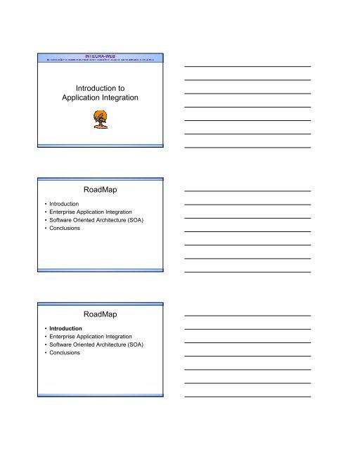 Introduction to Application Integration RoadMap RoadMap