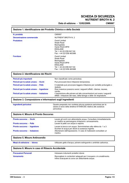 3588 NUTRIENT BROTH No. 2 (Italian (IT)) MSDS - OXOID ...