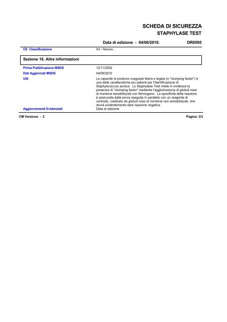 9607 STAPHYLASE TEST (Italian (IT)) MSDS - OXOID (RML_BAS)