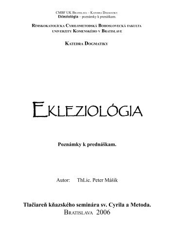 EKLEZIOLÃGIA - teologia.iskra.sk