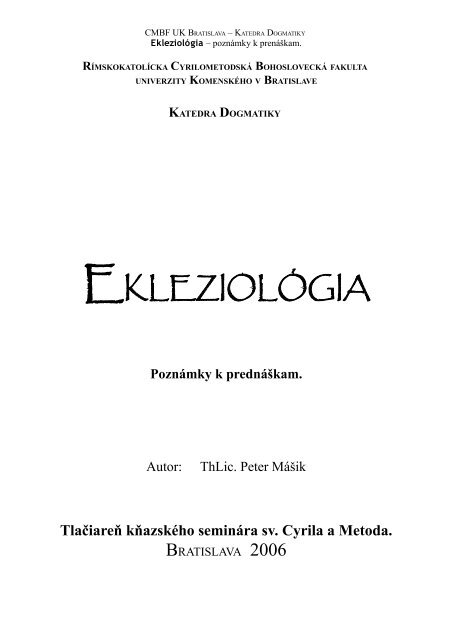 EKLEZIOLÃGIA - teologia.iskra.sk
