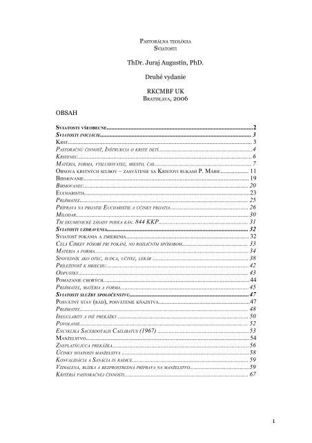 ThDr. Juraj AugustÃ­n, PhD. DruhÃ© vydanie ... - teologia.iskra.sk