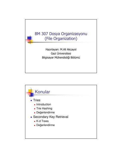 Konular - Bilgisayar MÃ¼hendisliÄi BÃ¶lÃ¼mÃ¼ - Gazi Ãniversitesi