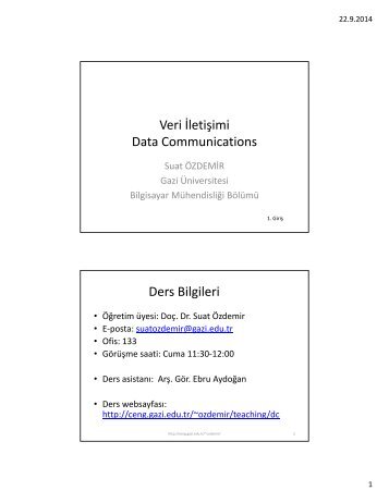 Ä° Veri Ä°letiÅimi Data Communications Ders Bilgileri - Bilgisayar ...