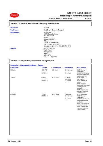 MSDS - Remel Inc (Lenexa)  - Oxoid