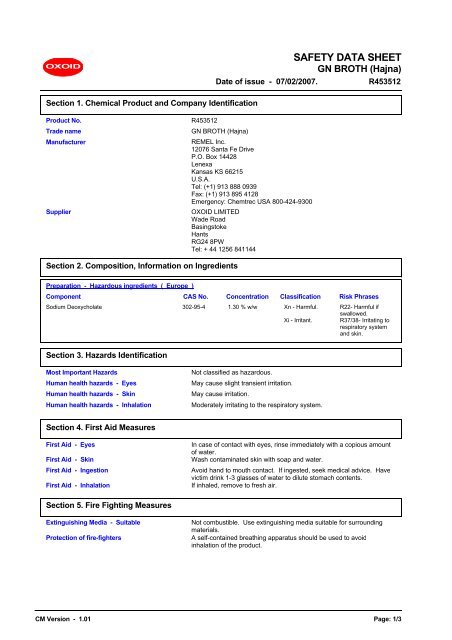 0895 GN BROTH (Hajna) (English (GB)) MSDS - Remel Inc ... - Oxoid