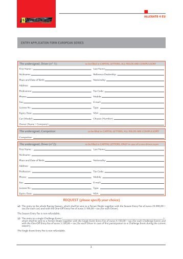 REQUEST (please specify your choice)