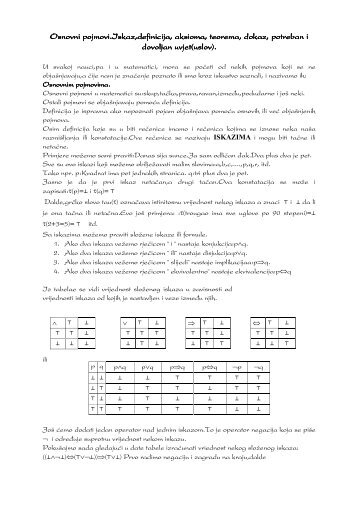 Osnovni pojmovi.Iskaz, Osnovni pojmovi.Iskaz,definicija, aksioma ...