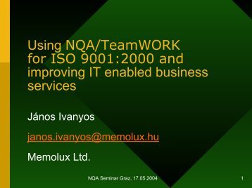 Memolux Presentation at Partner Event in May 2004 - ISCN