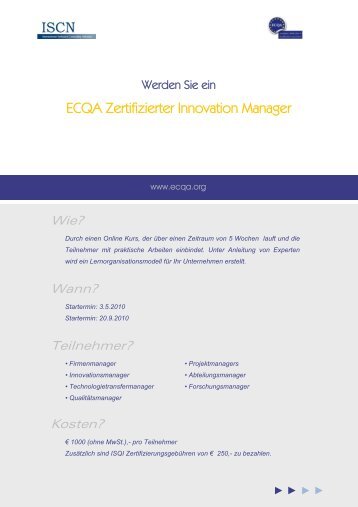 ECQA Zertifizierter Innovation Manager - ISCN