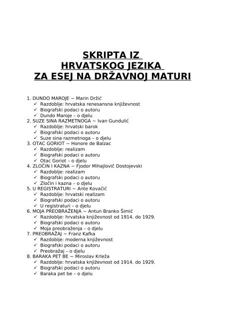 skripta za pisanje eseja iz hrvatskog jezika