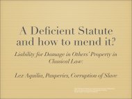 Liability for Damage in Others' Property in Classical Law: Lex Aquilia ...