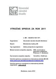 VÝROČNÁ SPRÁVA ZA ROK 2011 - Slovenské národné divadlo