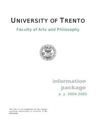 UNIVERSITY OF TRENTO - Lettere e Filosofia