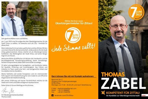 Flyer zur Oberbürgermeisterwahl in Zittau