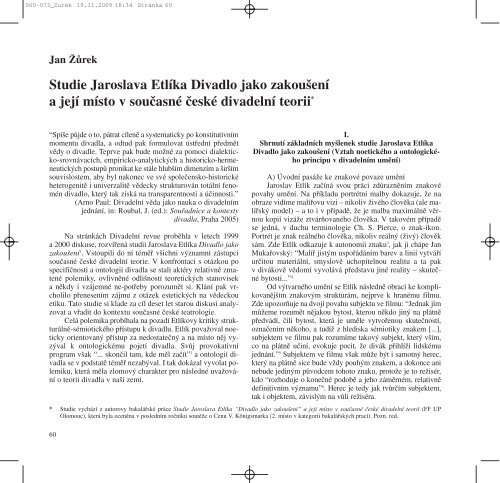 Studie Jaroslava Etlíka Divadlo jako zakou‰ení a její ... - Divadlo.cz