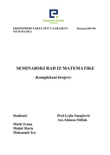 Matematika kompleksni brojevi - Seminarski Maturski Diplomski ...