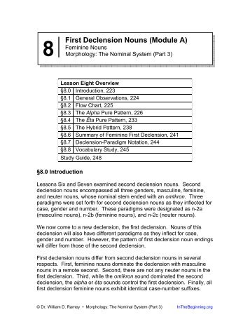 First Declension Nouns (Module A) - Kultura Antyczna