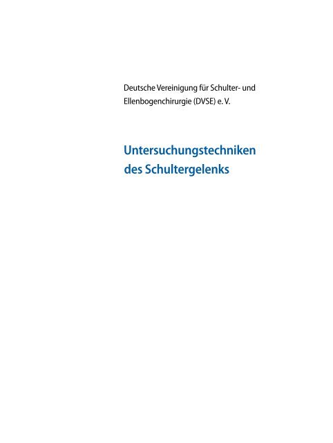 Untersuchungstechniken des Schultergelenks - DVSE