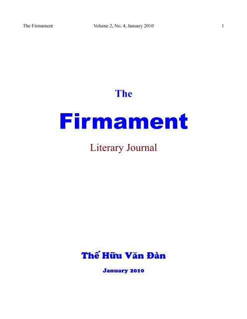 Firmament - Le Cercle LittÃ©raire - Tháº¿ Há»¯u VÄn ÄÃ n - The Literary ...