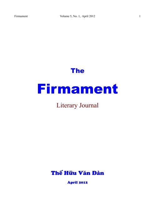 Firmament - Le Cercle LittÃ©raire - Tháº¿ Há»¯u VÄn ÄÃ n - The Literary ...