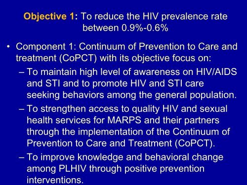 HIV/AIDS prevention Care and Treatment Programs in Health Sector