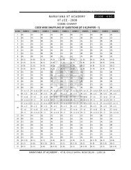 narayana iit academy iit-jee - 2009 code chart (code : ksg)